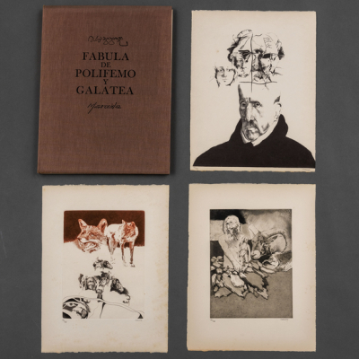 &quot;Fábula de Polifemo y Galatea&quot;  ANTONIO MARCOIDA(Madrid, 1941 -1993)   Carpeta de 12 grabados firmados y numerados a lápiz.