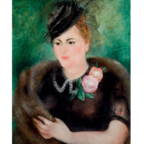 Olga Sacharoff (1889 - 1967).  "Retrato de dama". 