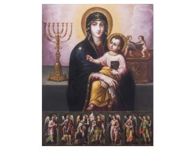 JUAN CORREA (México, 1646 - 1716) Virgen del Pópulo y arcángeles