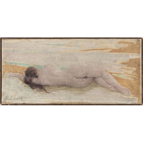 "Mujer recostada en el mar"  Autoría: ALBERT AUBLET(París, 1851 -1938)