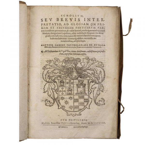 Bartolomeo de Humada. Scholium, seu brevis interpretatio 1588