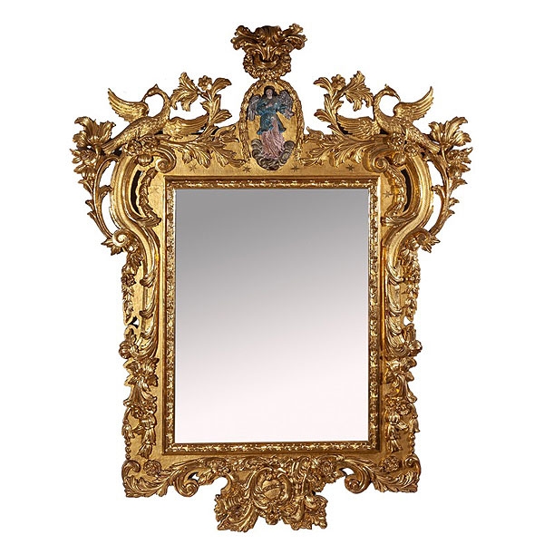 Gran espejo de madera tallada y dorada Andalucía S.XVIII