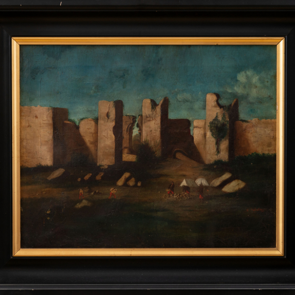 "Paisaje con ruinas" Autoría: M. ORDUÑAZ - Escuela Española, Siglo XIX