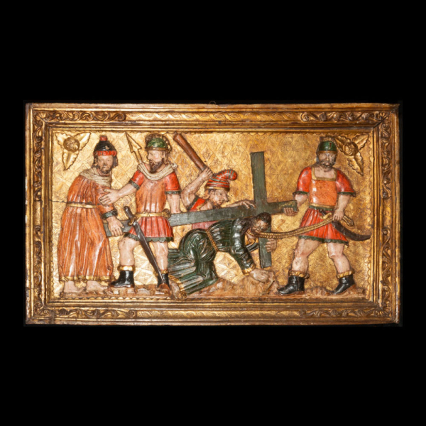 Relieve Gótico de finales del siglo XV representando Cristo camino al Calvario, Véneto o Toscana. 