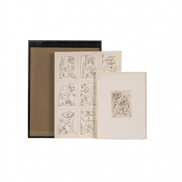 Antonio Saura.   "L'odeur de la Sainteté (1975)". Libro de artista con seis aguafuertes sobre papel, firmados