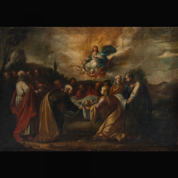 La Ascensión de María a los cielos, escuela flamenca del siglo XVII. 