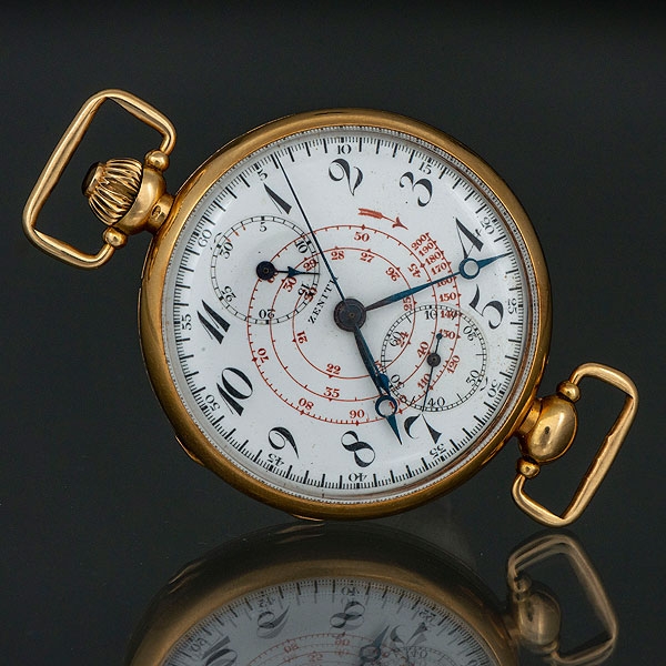 ZENITH - Reloj de bolsillo Cronógrafo Vintage en oro amarillo de 18 Kt.