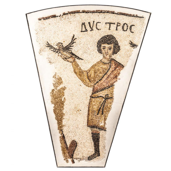 "Mosaico de Austros, alegoría del viento del Sur". Mosaico bizantino. Talleres paleocristianos. Siglo IV-V d.C. 