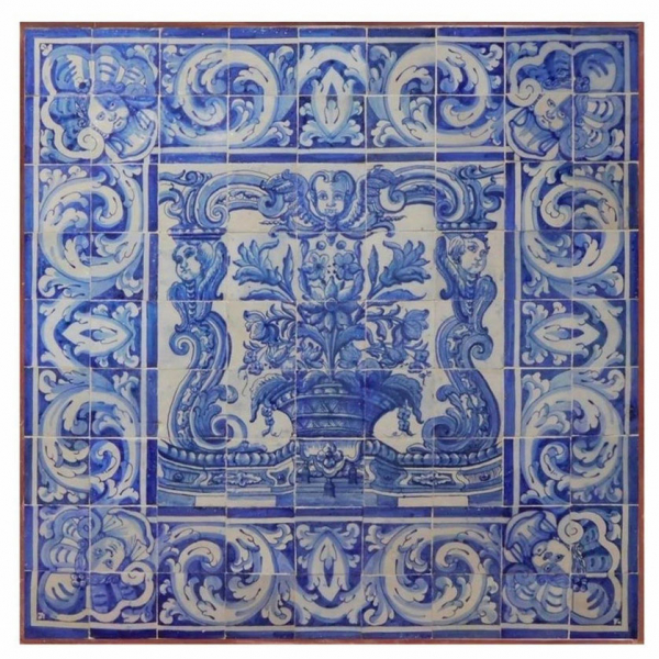 Importante panel de azulejos portugueses, siglo XVII. 