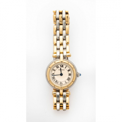 Reloj de señora marca Cartier modelo &quot;Pantera&quot; con pulsera de 3 filas en oro amarillo y 2 filas de acero