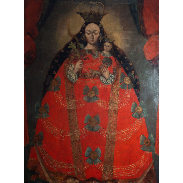 Gran Virgen con Niño, escuela colonial de Cuzco del siglo XVII.