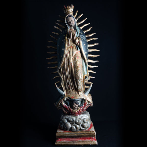 Muy Importante Gran Virgen de Guadalupe, escuela colonial Novohispana del último cuarto del siglo XVII, Virreinato de Nueva España, hacia 1675-1700. 