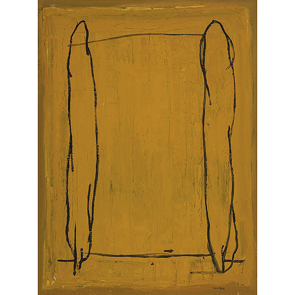 Joan Hernández Pijoan.     "Ocre amb xiprers (1987)". Óleo sobre lienzo. Firmado y fechado (87)