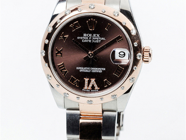 Reloj suizo sra. ROLEX Oyster Perpetual Datejust G 298550 en caja 31 mm con bisel de oro rosa con diamantes