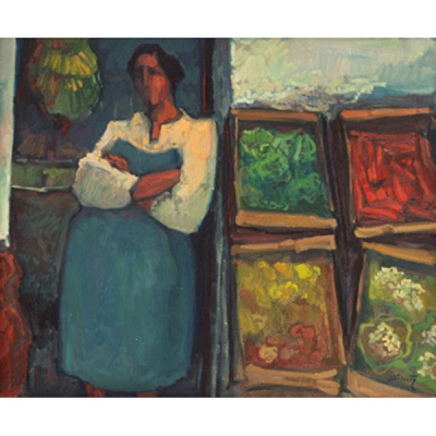 IÑAKI CRUCETA OLALDE  (Bilbao 1945) &quot;Vendedora de verduras&quot; Firmado: Cruceta
