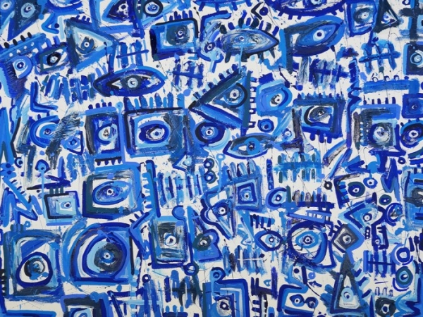 Miguel Cuauhtémoc – Los Sueños Azules – Mixta sobre tela 