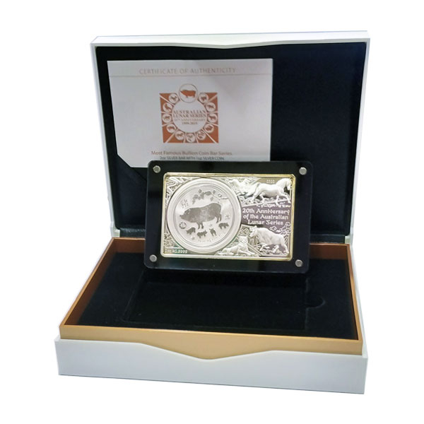 Moneda Australia, 2 Onzas de plata, año 2019. Año Lunar con certificado y estuche.