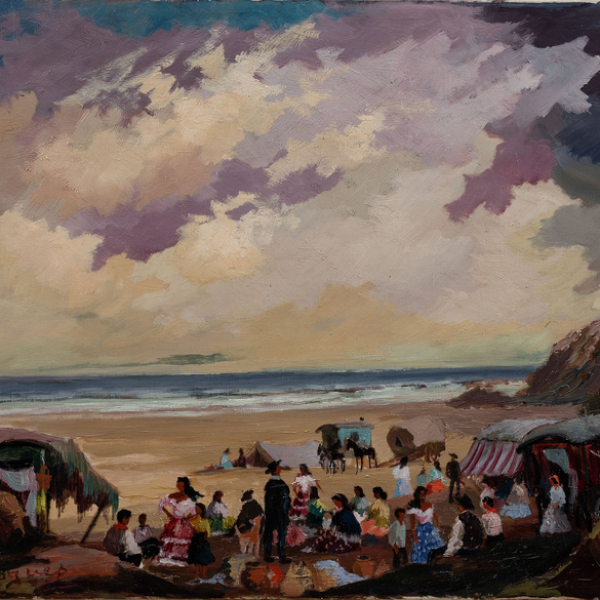 "Romería de gitanas en la playa"  ROBERT LESGUES (Laburdi, 1912 - San Sebastián, 1982)