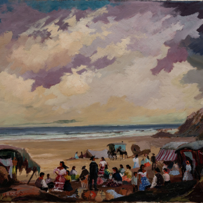 &quot;Romería de gitanas en la playa&quot;  ROBERT LESGUES (Laburdi, 1912 - San Sebastián, 1982)