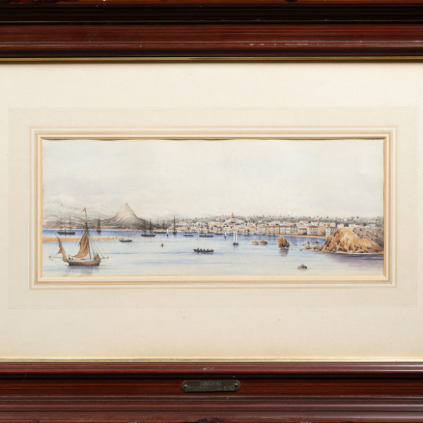 "Vista del puerto de Santander" ESCUELA ESPAÑOLA, Siglo XIX