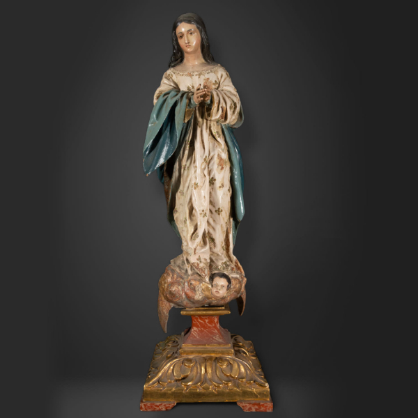 Gran Virgen Inmaculada en Gloria Granadina, siglo XVIII . Seguidor o Círculo de Alonso Cano (Granada, 1601-1667).