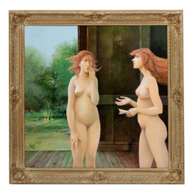 GLAUCO CAPOZZOLI  (Montevideo, Uruguay 1929 - 2003 Zaragoza) &quot;Desnudos femeninos con paisaje al fondo&quot;