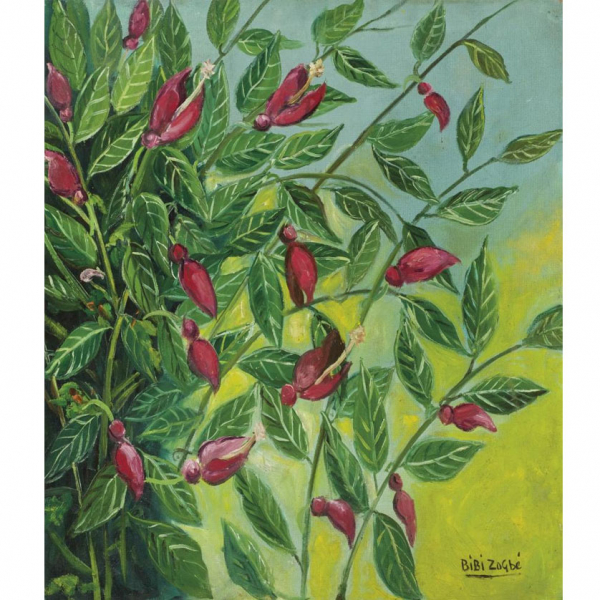 ZOGBE,BIBI (1890 - 1973)   "Flores de ceibo". Óleo sobre tablex. 