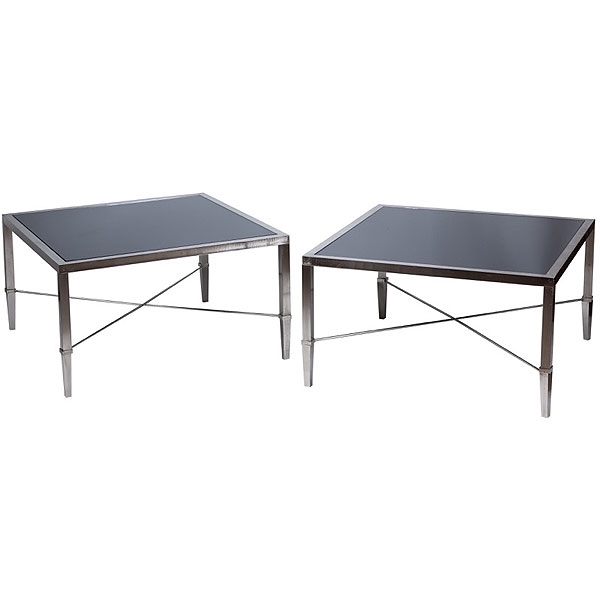 Pareja de mesas auxiliares de acero cromado modelo "Origami" diseño de Alberto Ribera
