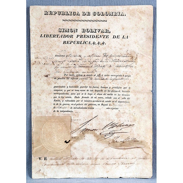 Documento de concesión de grado de Coronel de Infantería a D. Tomás Yburray