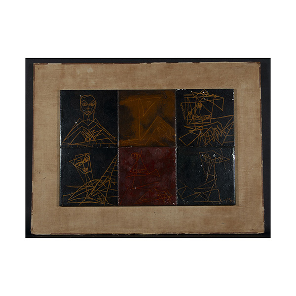 Técnica mixta sobre gres, "Estudio para Retrato de Ana", Paul Giudicelli, Santo Domingo (1921 - 1965), escuela Dominicana del siglo XX.