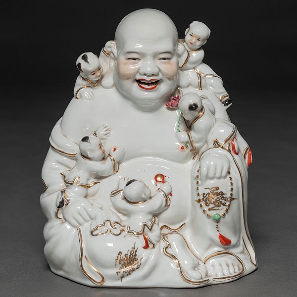 "Buda de la Felicidad "Grupo escultórico en porcelana China