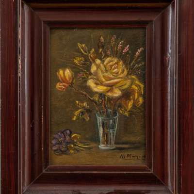 &quot;Bodegón de vaso con flores&quot;  NICOLÁS MÚGICA (Bergara, 1887 - San Sebastián, 1948)