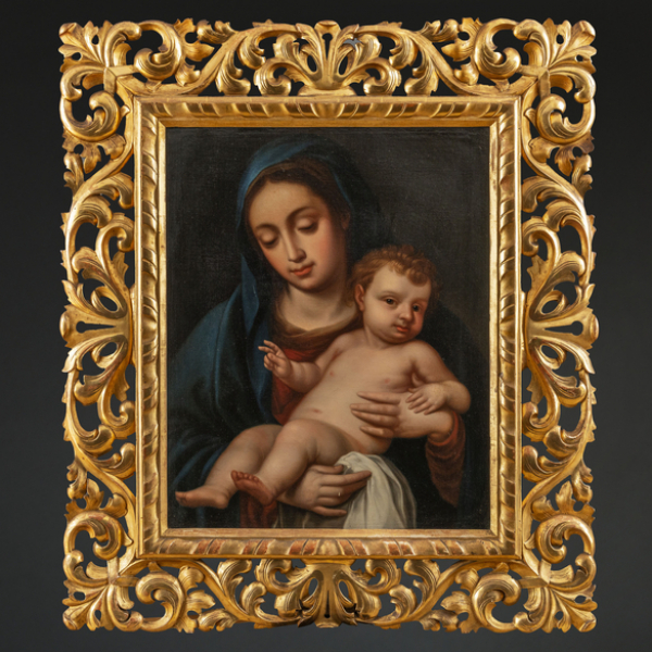 "Virgen con Niño"  ÁNGEL MARÍA CORTELLINI (Cádiz, 1829 - 1891) 