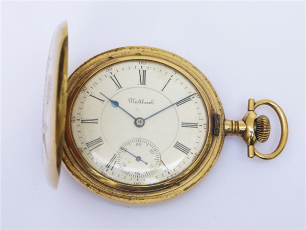 Histórico reloj saboneta USA, A.W.W. Co (American Watham, Massachusset, Riverside). Caja en oro rosa 14 K