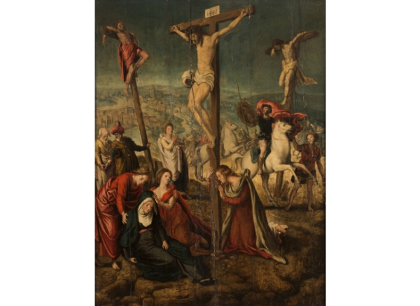 MAESTRO DE PABLO Y BARNABÁS (Escuela flamenca, siglo XVI) Crucifixión