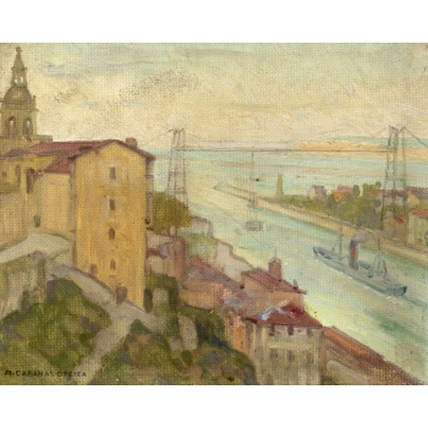 ÁNGEL CABANAS OTEIZA  (Gipuzkoa 1875 - 1964) "Atardecer en Portugalete"