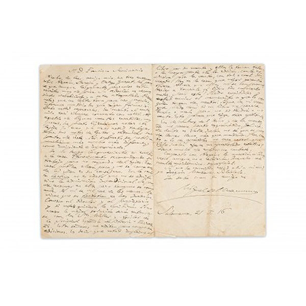 Carta autógrafa firmada por Miguel de Unamuno