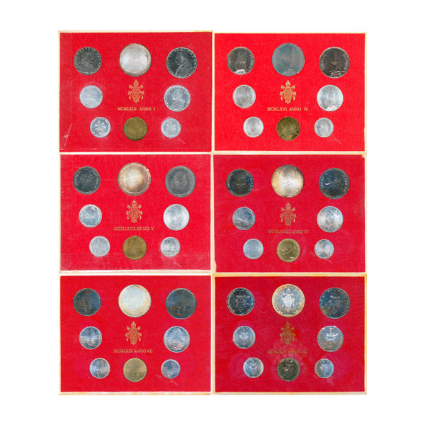 Monedas Vaticano, Lote de Set Circulante, años 1963-1970.