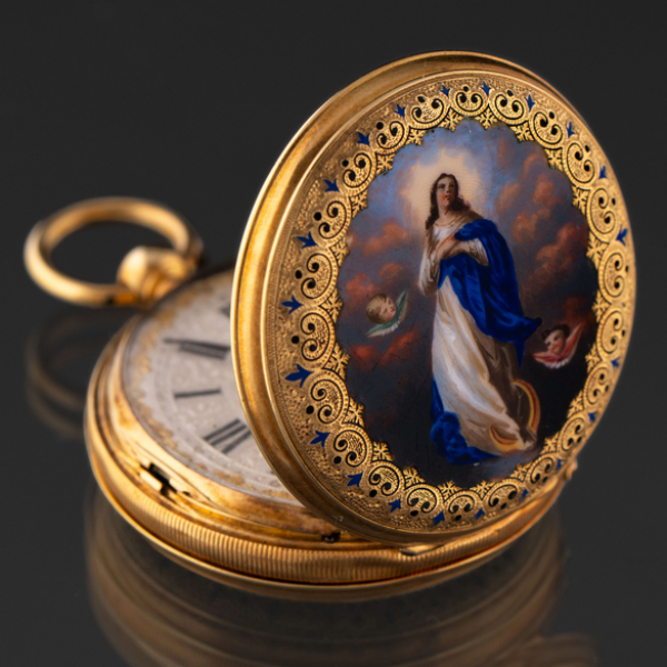 Reloj de bolsillo en oro amarillo de 18 kt . Francia, Finales del siglo XIX