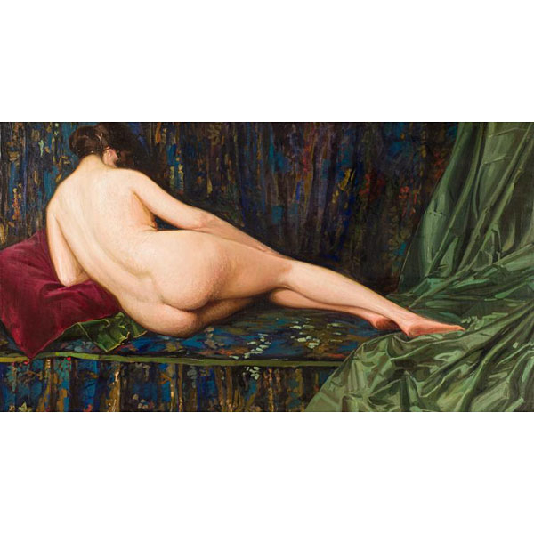 Luis Huidobro (1870 - 1936)  "Desnudo de espaldas". Óleo sobre lienzo.