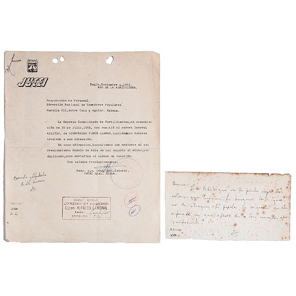 Documento firmado por Ché Guevara