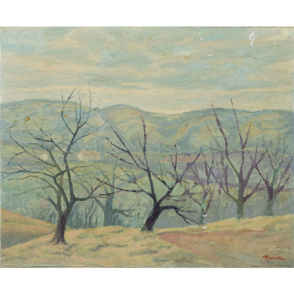 "Paisaje con árboles en invierno"  TOMÁS MURUA (Zarauz, 1928 - San Sebastián, 2016). 