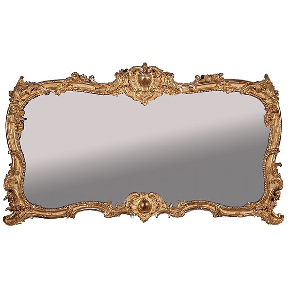 Espejo de madera tallada y dorada estilo Rococó, S.XIX