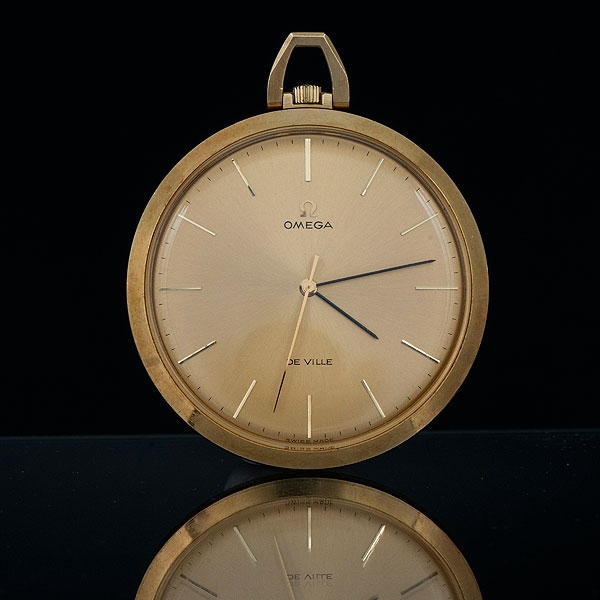 OMEGA- DE VILLE - Reloj de bolsillo Vintage en oro amarillo de 18 kt.