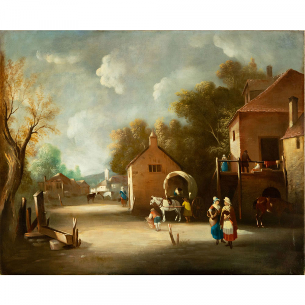 Escena Costumbrista Holandesa del siglo XVIII. 