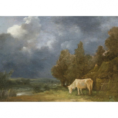 LE CARPENTIER,CHARLES LOUIS FRANÇOIS (1744 - 1822)   &quot;Paisaje con caballo&quot;. Óleo sobre lienzo.