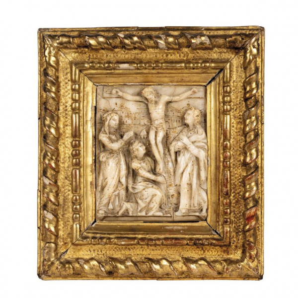 Escuela de Malinas S. XVI Alabastro tallado   Relieve realizado en alabastro tallado, pulido, policromado y dorado.