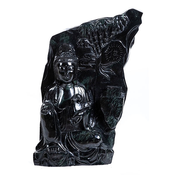 Figura china de cuarzo negro Buda 