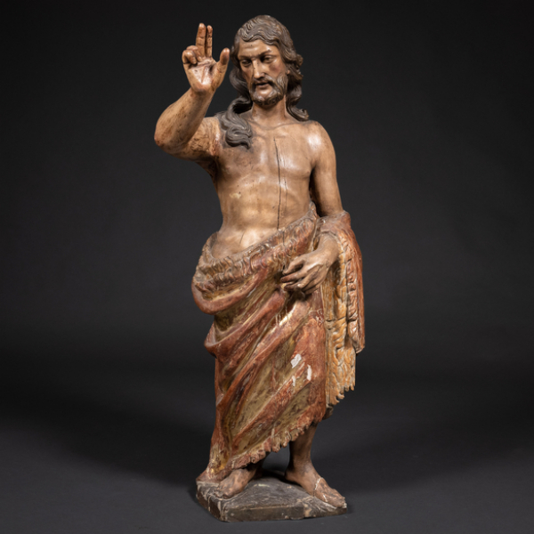 "San Juan Evangelista" Escultura en madera tallada y policromada. Siglo XVIII