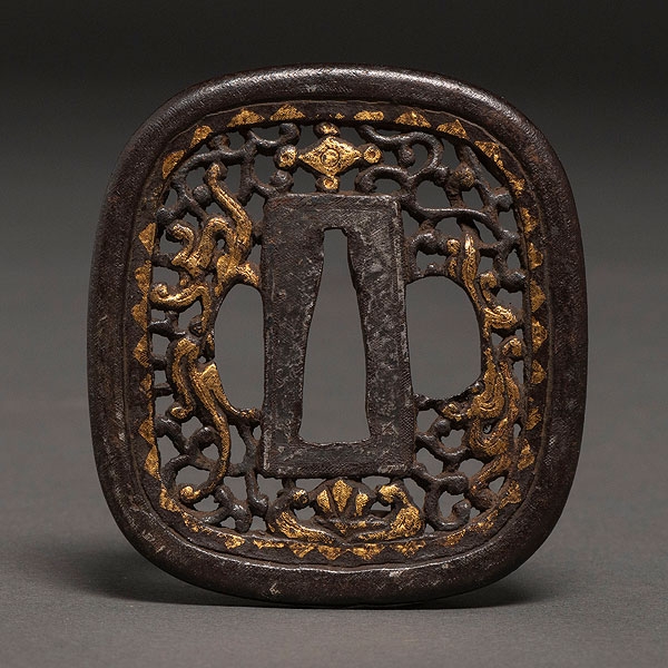 Tsuba de katana japonesa en bronce época Meiji(1868-1912)